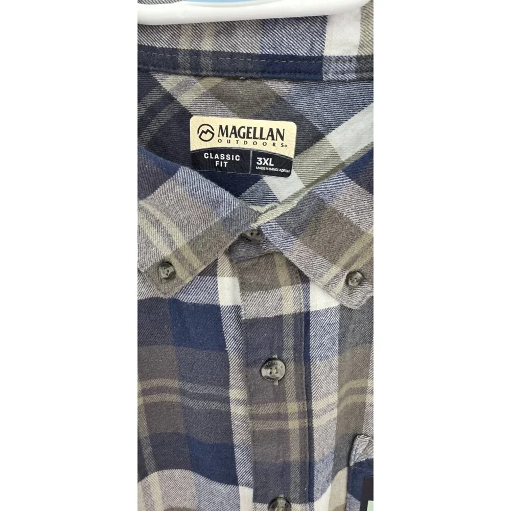 Magellan Outdoors Canyon Creek Plaid Flannel Shirt Blue Green Cotton 3XL - Picture 6 of 8